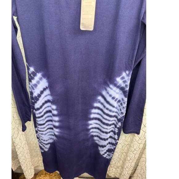 Daily Practice by Anthropologie‎ Navy Tie-Dye Long Sleeve Midi Dress NWT-L - Picture 6 of 11